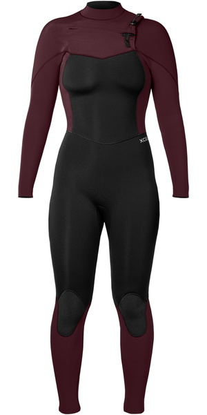 2025 Xcel Womens Comp 5/4mm Chest Zip Wetsuit WN54ZXC4W - Black / Wine
